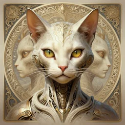 symmetry!! portrait of cat alien in the style of horizon zero dawn, machine face, intricate, elegant, highly detailed, digital painting, artstation, concept art, smooth, sharp focus, illustration, art by artgerm and greg rutkowski and alphonse mucha, 8 k