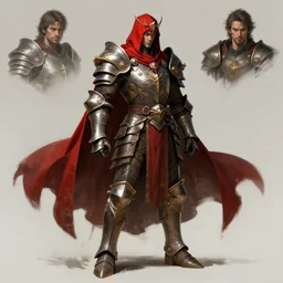 dragon knight hunter in ancient armor, charector concept, full body concept, wearing red capes, beksinski, ruan jia, dark soul concept art, norman rockwell, frank frazetta