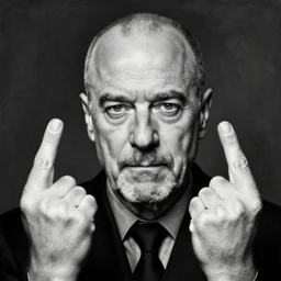 portrait of saul goodman doing finger guns, black and white, detailed face, detailed painting,, epic lighting, by ilya repin, phil hale and kent williams