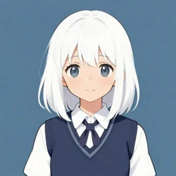 a cute girl with cut to shoulder white hair wearing school uniform, sharp focus, illustration, morandi color scheme, art station, by ilya kuvshinov