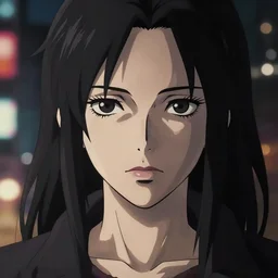 a film still portrait of an assassin woman, finely detailed features, closeup at the face, sharp focus, perfect art, bokeh city background, cinematic lighting, intricate, anime!! gapmoe grimdark, artstation, trending on pixiv fanbox, painted by greg rutkowski makoto shinkai takashi takeuchi studio ghibli, akihiko yoshida, 8 k