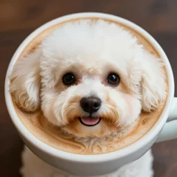 a closeup photorealistic photograph of bichon frise imagined as latte art. professional capture, well lit shot. this 4 k hd image is trending on artstation, featured on behance, well - rendered, extra crisp, features intricate detail, epic composition and the style of unreal engine.