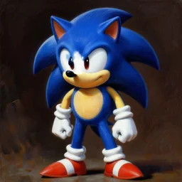 A striking painting of Sonic the Hedgehog by Frank Frazetta, dramatic lighting, extremely high detail, trending on artstation