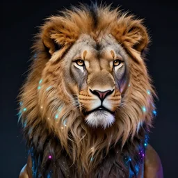 portrait of anthro lion portrait, intricate, elegant, cyber neon lights, highly detailed, digital illustration, trending in artstation, trending in pinterest, glamor pose, concept art, smooth, sharp focus, art by artgerm and greg rutkowski