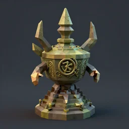 dangerous ancient magical artifact, cursed, low poly model