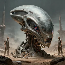futuristic alien artifact created by a long forgotten civilization, syd mead, john harris,