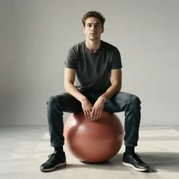 man sitting on a ball