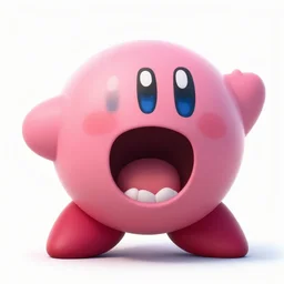 a terrifying round pink blob monster, realistic kirby, creating a powerful vacuum with its mouth to eat an innocenti yellow bird, giant monster horror game, 3 d octane render, unreal engine