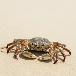 photo of a crab in the foreground on the sand by marc adamus,