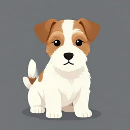 a very cute long haired jack russell terrier puppy. he is white with brown spots and brown patches over both eyes. clean cel shaded vector art. shutterstock. behance hd by lois van baarle, artgerm, helen huang, by makoto shinkai and ilya kuvshinov, rossdraws, illustration, art by ilya kuvshinov