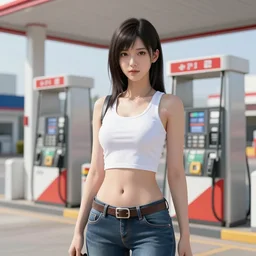 a chinese woman at a gas station, ps 2 game, metal gear solid, morrowind, portrait, street photography, by mario testino, davide sorrenti, jemal shabazz