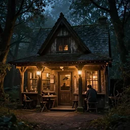 a tavern in alan lee and marc simonetti and emil melmoth style  , cinematic lighting
