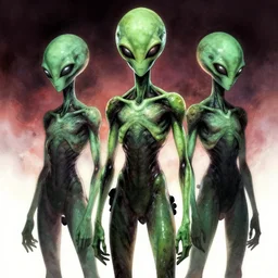 aliens, Trending on Artstation, Hiroaki Tsutsumi style