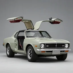A photograph of an AMC Gremlin with gull-wing doors.