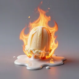 a melting ice cream made of magic and fire,
