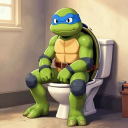 ninja turtle sitting on toilet