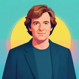 a portrait of peter capaldi in retro colors, synthwave style, 2 d digital vector art