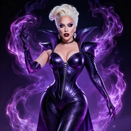 lady gaga as queen toxique, an alien supervillainess with mutagenic powers, glowing energy effects, full color digital painting in the style of don bluth, jamie hewlett, artgerm, artstation trending, 8 0 s vibes