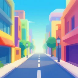 geometric art of a street, made entirely from gradients, colorful, vector graphics, style of super paper mario