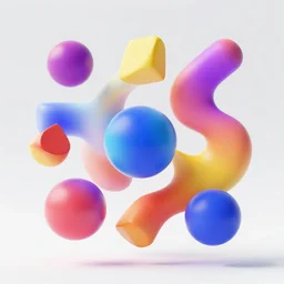 various geometric shapes floating, abstract, octane render, vibrant