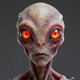 portrait of a space alien, varying detailed skin, meat monstrosity, radioactive eyes, eyes containing big iris and piercing red and yellow light, realistic render, detailed, slimy unreal engine, symmetrical!!, photorealistic, greg rutkowski and ruan jia, octane render,