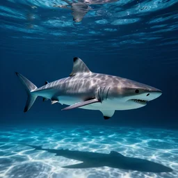 underwater shot of sharks in a pool