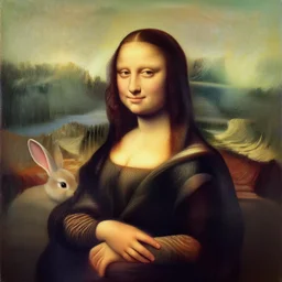 painting of the mona lisa as a bunny rabbit bunny rabbit bunny rabbit, trending on artstation