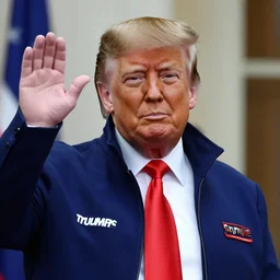 donald trump with a wave haircut and a supreme jacket