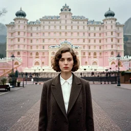 portrait of a 1 9 8 0 s symmetrical, pretty woman in a complex street by edward hopper, jeffrey smart, grand budapest hotel