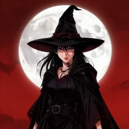 portrait, A witch in front of the full big moon, book cover, red white and black colors, dramatic lighting, cinematic, establishing shot, extremly high detail, foto realistic, cinematic lighting, intricate line drawings, by Yoshitaka Amano, Ruan Jia, Kentaro Miura, Artgerm, post processed, concept art, artstation, matte painting, style by eddie mendoza, raphael lacoste, alex ross