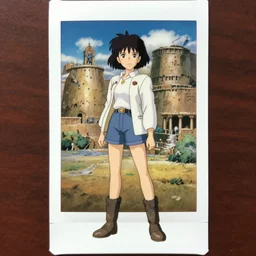 full body ( film still ) polaroid portrait of a 1 9 8 0's ( disney style ) achiologist girl posing at an ancient city, finely detailed features, perfect art, gapmoe yandere, trending on pixiv fanbox, painted by makoto shinkai takashi takeuchi studio ghibli, akihiko yoshida, craig mullins