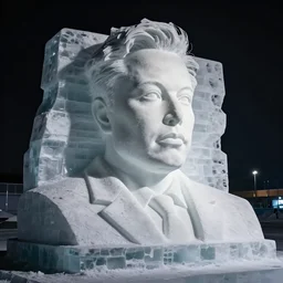 ice sculpture that looks like elon musk