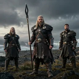 vikings landing on the shore of iceland, dramatic lighting, cinematic, establishing shot, extremely high detail, photo realistic, cinematic lighting, post processed, concept art, artstation, matte painting, blizzard studio, wow,  style by eddie mendoza, raphael lacoste, alex ross