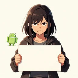 angry woman holding placard, detailed digital illustration by greg rutkowski, android netrunner