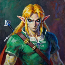 Colorful, creepy portrait of Ganondorf (The Legend of Zelda), oil canvas