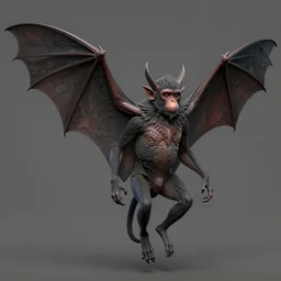 macaque bat hybrid, grimdark, detailed sculpt, zbrush, unreal engine 4, no background