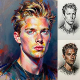beautiful painting of doutzen kroes, contemporary, colorful acrylic, airbrush painting, realistic portrait by kehinde wiley and archan nair, colored pencil sketch, hyperrealism, pastel chalk, oilpastels