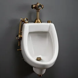 studio photo of an steampunk urinal