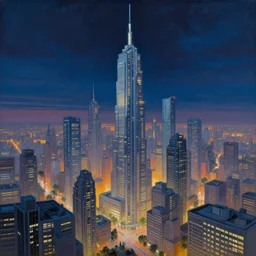 a beautiful very detailed painting of embassy city by richard diebenkorn, nightsky cyberpunk at dawn sci - fi, archdaily, wallpaper, highly detailed, trending on artstation.