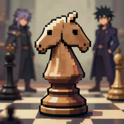 pixel art chess piece knight, trending on art station, epic realistic grand, headless horseman 4 k 8 k realistic hans zatka and kazuma kujo!!!!!