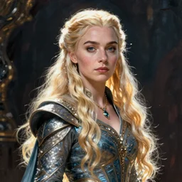 daenerys targaryen, valyria, oil painting, Tooth Wu, Greg Rutkowski, RPG portrait, dynamic lighting, fantasy art, High contrast, depth of field