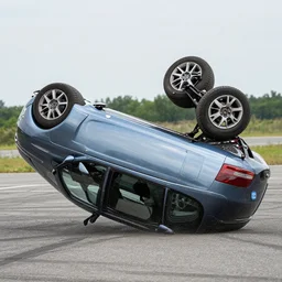 a saab car flipped over