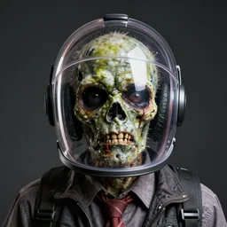 Portrait of a zombie wearing a transparent helmet by Artgerm