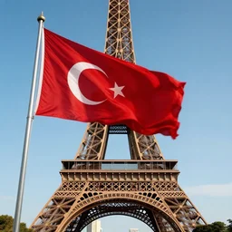 turkish flag on the eiffel tower
