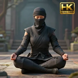 a ninja meditating, unreal engine 6, 4 k