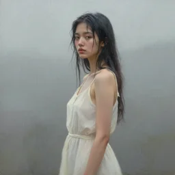 a beautiful toned woman in the rain, aesthetic, oil painting, pale colors, high detail, 8 k, wide angle, trending on artstation,