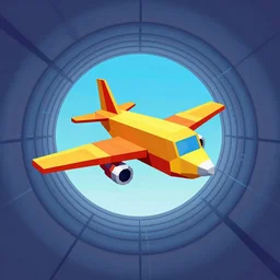 a low poly aircraft flying through a ring loop tunnel in the style of star fox, 1 6 bit, pixel art, retro, snes graphics by john harris