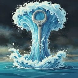 a wholesome animation key shot a giant swirling column of water rising up from the ocean, by studio ghibli, animation, sharp, rendered in unreal engine 5, focused, anime key art by greg rutkowski, bloom, dramatic lighting