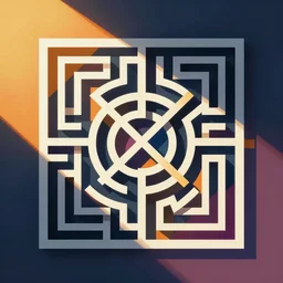 a colorful abstract maze vector art by bauhaus