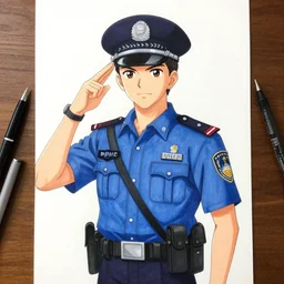 drawing of a police officer in anime style